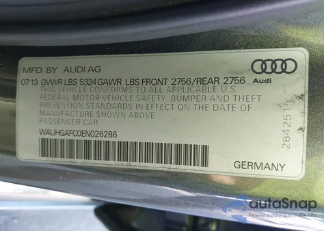 2014 Audi A6 3.0T Premium Plus from USA, damaged, VIN WAUHGAFC0EN026286